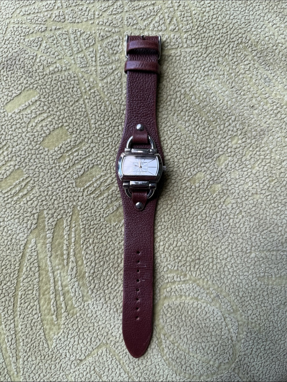 Fossil Silver Case Brown Leather Strap Watch